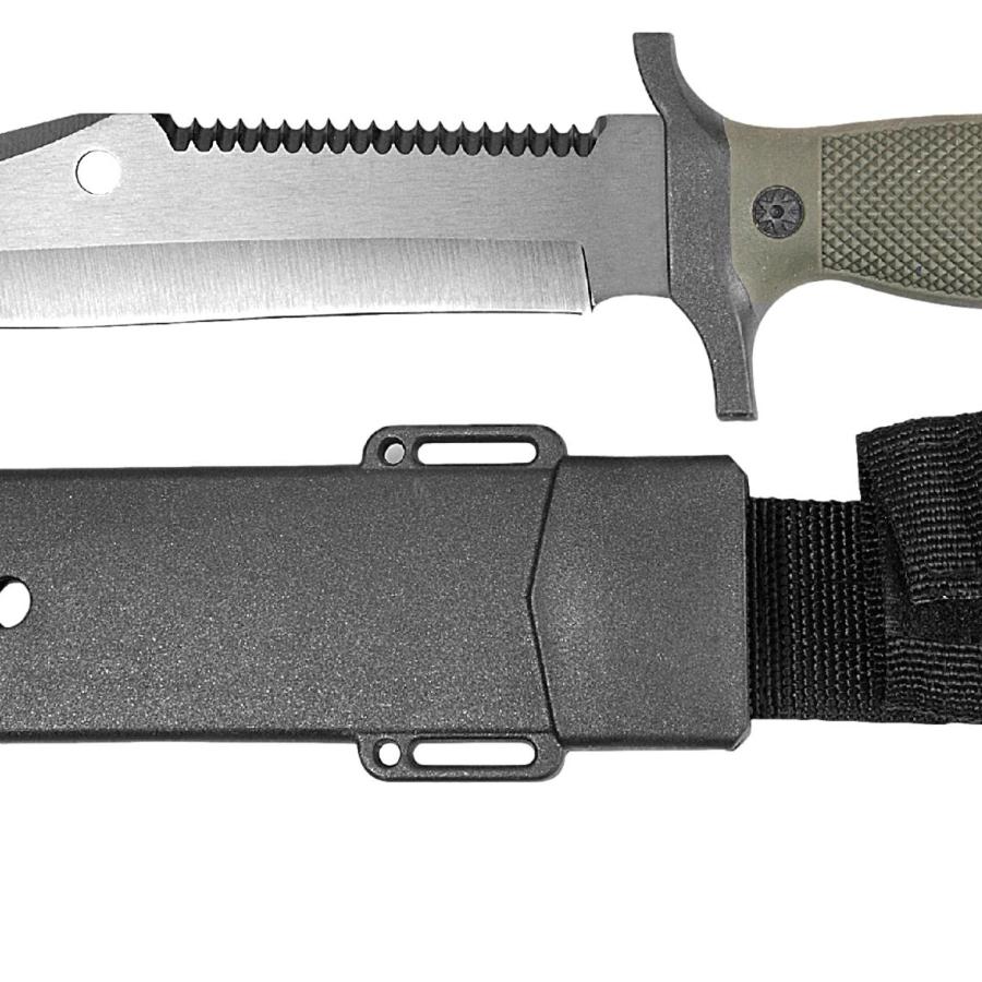 Cuchillo monte hoja pavonada mango verde