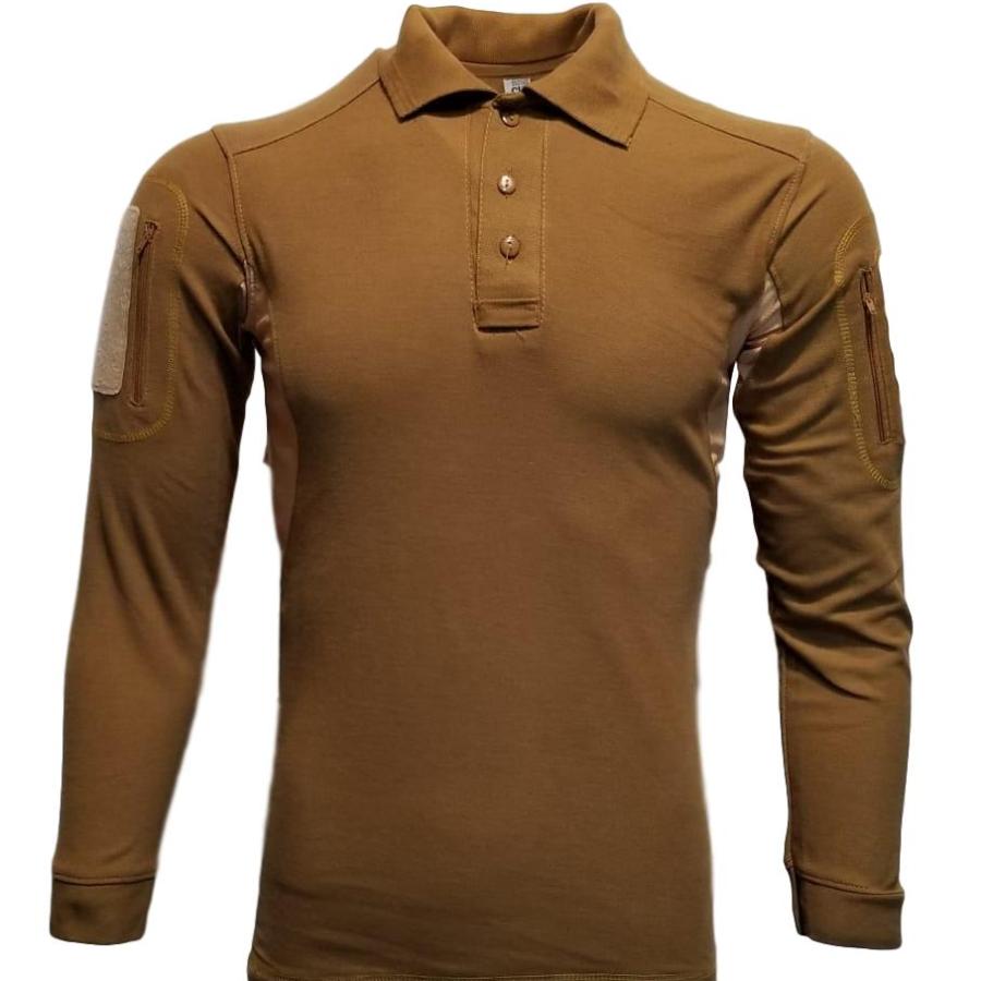Playera Táctica Tipo Polo Manga Larga Coyote
