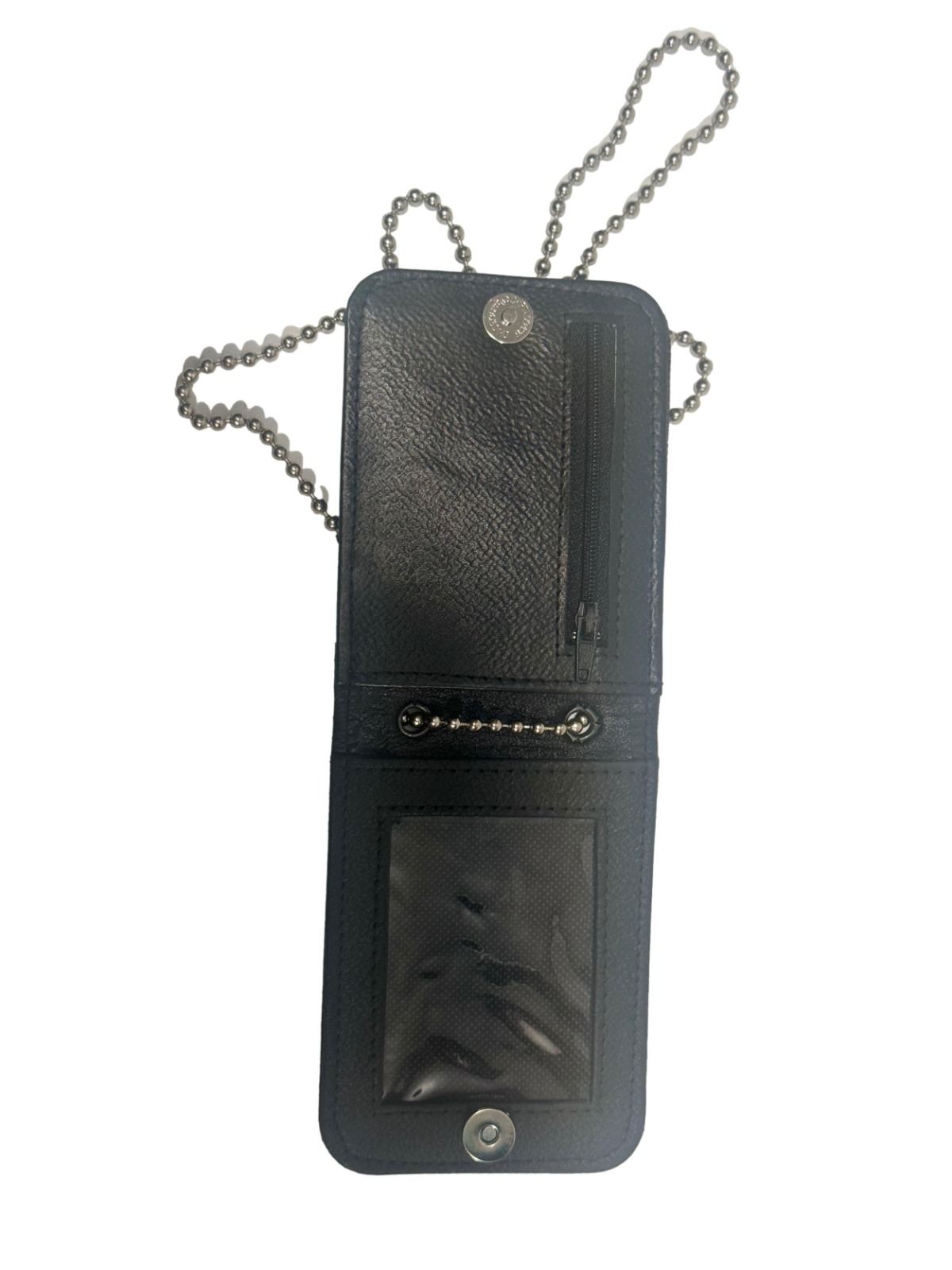 Porta Credencial de Piel con 2 Ventanas y Cierre Interior